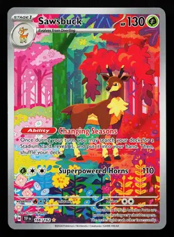 Sawsbuck 166/162 Illustration Rare Temporal Forces Pokemon Card - Image 1