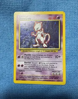 Pokemon TCG Base Set Mewtwo Holo Card 10/102 Vintage Rare MP/HP Unlimited 1999 - Image 1