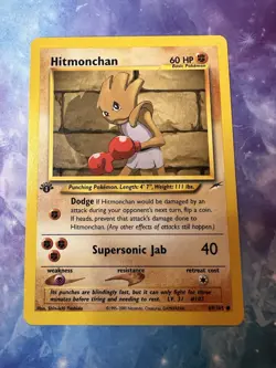 Vintage Pokemon Neo Destiny 1st Edition Hitmonchan 69/105 Non-Holo Light Play - Image 1