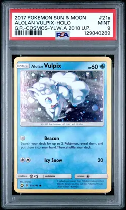 2017 POKEMON SUN & MOON GUARDIANS RISING #21A ALOLAN VULPIX-HOLO PSA 9 - Image 1