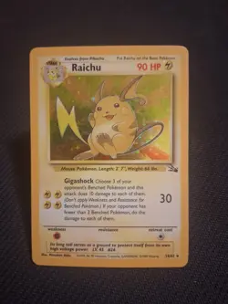 Raichu 14/62 Holo Rare Pokemon 1999 WOTC Fossil Set-MP - Image 1