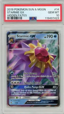 2019 Pokemon Sun & Moon Hidden Fates Starmie GX #14 PSA 10 Gem Mint - Image 1