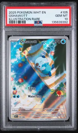 2025 POKEMON EN WHITE FLARE #105 OSHAWOTT ILLUSTRATION RARE PSA 10 - Image 1
