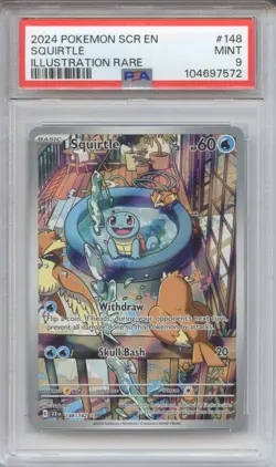 PSA 9 Squirtle Illustration Rare #148 - 2024 Pokemon Stellar Crown - Image 1
