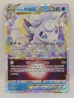 Alolan Vulpix Vstar 034/195 Silver Tempest NM Full Art Ultra Rare Pokemon Card - Image 1