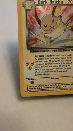 Pokemon Dark Raichu Holo TCG Card 83/82 Secret Rare 2000 WOTC - Image 2
