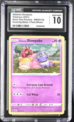 CGC 10 Galarian Slowpoke SWSH126 Sword Shield Promo Evolving Skies Blister card - Image 1