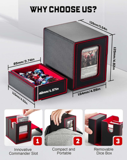 MTG Commander Deck Box with Display Window, Deck Box Holds 100 Double-Sleeved wi - Image 2