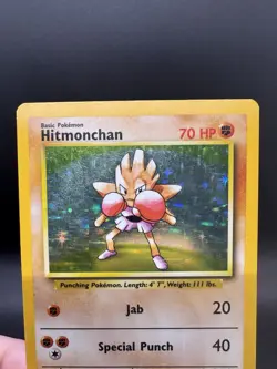 Pokemon TCG Hitmonchan Base Set 7/102 Holo Unlimited Holo Rare - HP/Damaged - Image 3