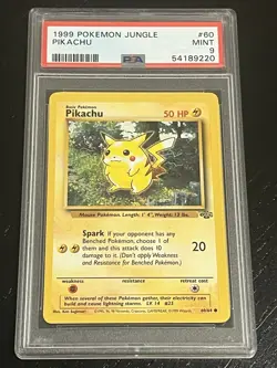 1999 P.M. POKEMON GAME JUNGLE RED CHEEKS PIKACHU #60 PSA 9 MINT - Image 1