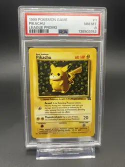 1999 POKEMON LEAGUE PROMO #1 PIKACHU PSA 8 - Image 1