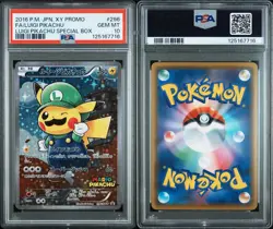 2016 POKEMON JPN XY PROMO #296 FULL ART/LUIGI PIKACHU PSA 10 NEW CERT - Image 3