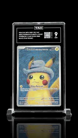 Pikachu with Grey Felt Hat 085 Pokemon Van Gogh Black Star Promo TAG 9 - Image 1