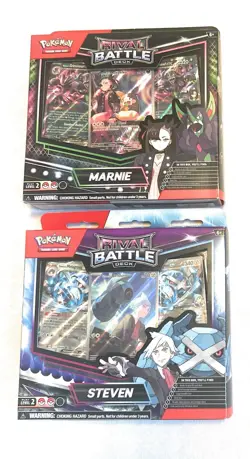 Factory Sealed New Pokemon Rival Battle Deck Marnie and Steven Sealed Card Boxes - Image 1