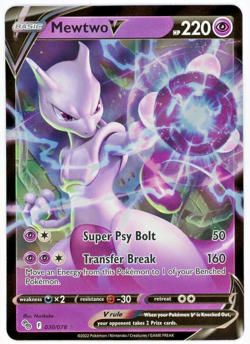 Mewtwo V 030/078 Pokemon GO Ultra Rare Holo Pokemon Trading Card Game 2022 NM - Image 1
