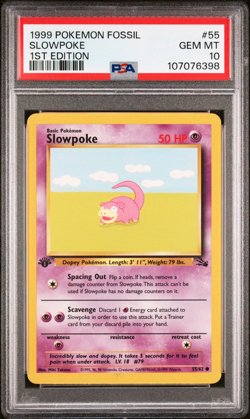 Pokemon TCG Slowpoke Fossil, 1st Edition, Regular Card 55/62 PSA 10 Gem MT - Image 1