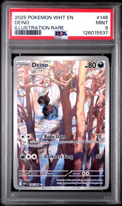 2025 POKEMON WHT EN-WHITE FLARE ILLUSTRATION RARE #146 DEINO PSA 9 - Image 1
