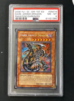 YuGiOh PSA 8 Dark Armed Dragon PTDN-EN019 1st Edition Secret Rare Near Mint + - Image 1
