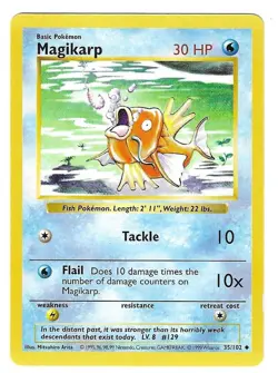 Pokemon TCG Original Base Set Magikarp Shadowless Card #035/102 EUC - Image 1