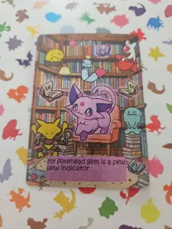 Pokiebubies 1st Edition Holo Espie V (Espeon) Pokemon fan art card Chefkenlee - Image 1