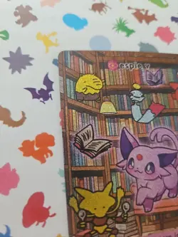 Pokiebubies 1st Edition Holo Espie V (Espeon) Pokemon fan art card Chefkenlee - Image 3
