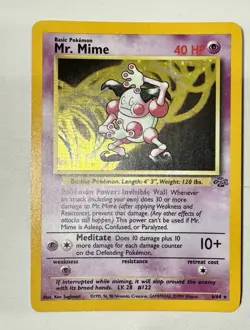 1999 Pokemon Jungle Unlimited Card WOTC Vintage Holo Rare #6 Mr. Mime - Image 1