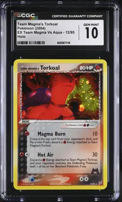 CGC 10 Team Magma's Torkoal EX Team Magma Vs Aqua 12/95 Holo Pokemon Card - Image 1