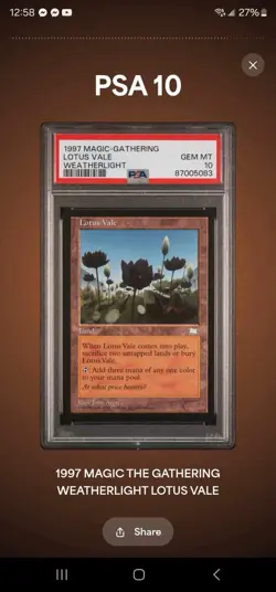 MTG *** Weatherlight *** LOTUS VALE *** PSA 10 Gem Mint - Image 1