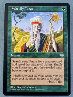 Worldly Tutor Mirage MTG-Lightly Played Excellent+ -Vintage Magic the Gathering - Image 1