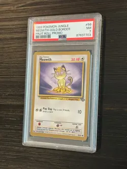 1999 Pokemon Jungle 56/64 - Meowth - Gold Border Fruit Roll Promo - PSA 7 - Image 2