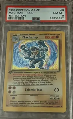 PSA 8 1999 Pokemon Game 8 MachampHolo 1st Edition G3D - Image 1
