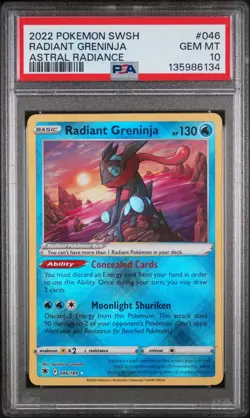 2022 POKEMON SWORD & SHIELD ASTRAL RADIANCE #046 RADIANT GRENINJA PSA 10 - Image 1