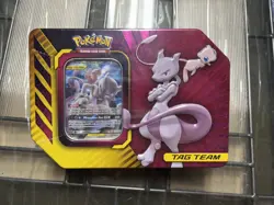 Pokemon TCG Mewtwo - Mew GX Tag Team Power Partnership Tin Great Condition 820650806322 - Image 1