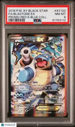 2016 Pokemon XY Black Star Promo Blastoise EX #XY122 Fa -Red & Blue Coll. PSA 8 - Image 3