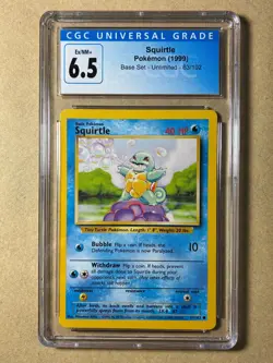Squirtle base set unlimited 63/102 CGC 6.5 Excellent/NM+ 1999 Pokemon TCG - Image 1