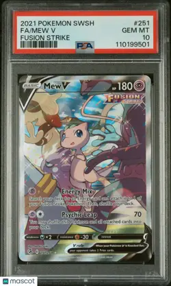 2021 Pokemon Sword & Shield Fusion Strike Mew V Fa PSA 10 251/264 - Image 3