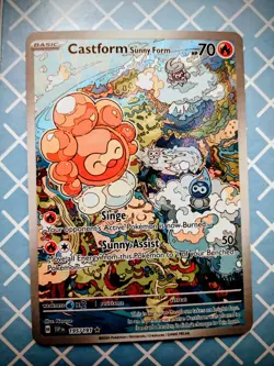 Pokemon Castform Sunny Form Illustration Rare SV08: Surging Sparks 195/191 NM - Image 1
