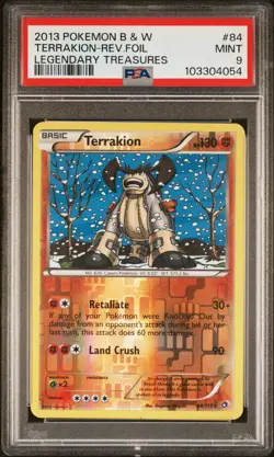 2013 POKEMON B&W LEGEND TREASURES #84 TERRAKION-REVERSE FOIL PSA 9 - Image 1