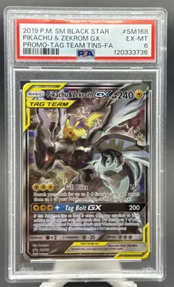 2019 POKEMON SM BLACK STAR PROMO SM168 FULL ART/PIKACHU & ZEKROM GX - PSA 6 - Image 1