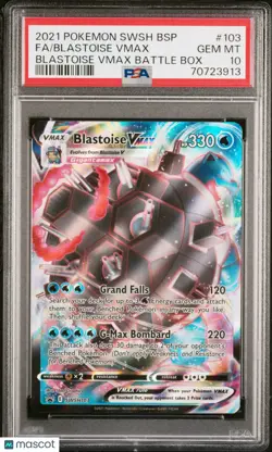 2021 Pokemon SWSH BSP Blastoise VMAX Fa Blastoise VMAX Battle Box PSA 10 - Image 3