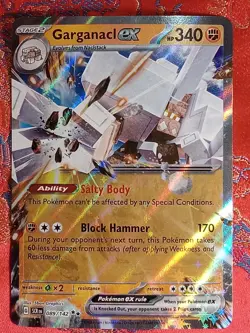 HOLOGRAM FOIL Garganacl EX 089/142 Stellar Crown Pokemon RARE Card - Image 1