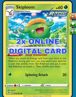 2x Skiploom 003/203 Evolving Skies Pokemon TCG Online Digital Card SENT FAST - Image 1