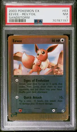 Pokemon Eevee Sandstorm Reverse Holo Card PSA NM NEAR MINT - Image 1