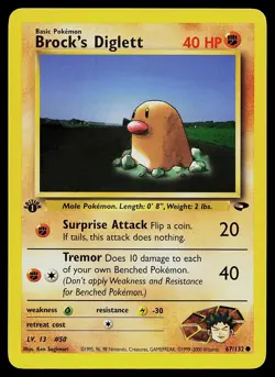 Pokemon Card - Brock's Diglett Gym Challenge 1st Edition 67/132 Common - Image 1