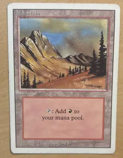 MTG Mountain Magic The Gathering Card Revised Edition - Image 1