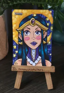 swamp X1 Altered Art Hand Painted MTG Magic Gathering landcard liliana sexy girl - Image 1