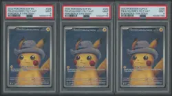 Lot of (3) 2023 POKEMON TCG SVP BLACK STAR PIKACHU/GREY FELT HAT VAN GOGH PSA 9 - Image 1