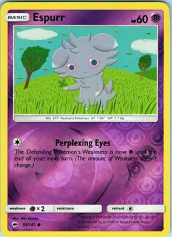 Espurr 59/147 Common - Pokemon TCG SM: Burning Shadows - Reverse Holo (NM) - Image 1