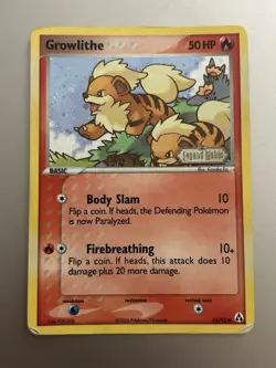 Growlithe 55/92 EX Legend Maker Reverse Holo Stamped Foil Pokemon Card MP CREASE - Image 1