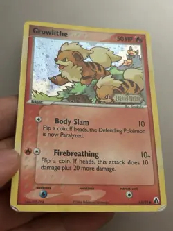 Growlithe 55/92 EX Legend Maker Reverse Holo Stamped Foil Pokemon Card MP CREASE - Image 3